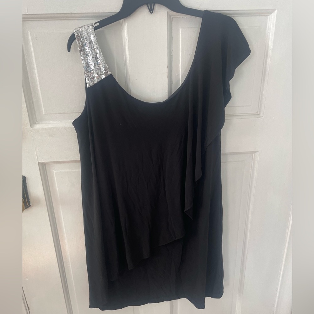 Sophia Christina Sequin Asymmetrical Black Woman’s Dress Size 12